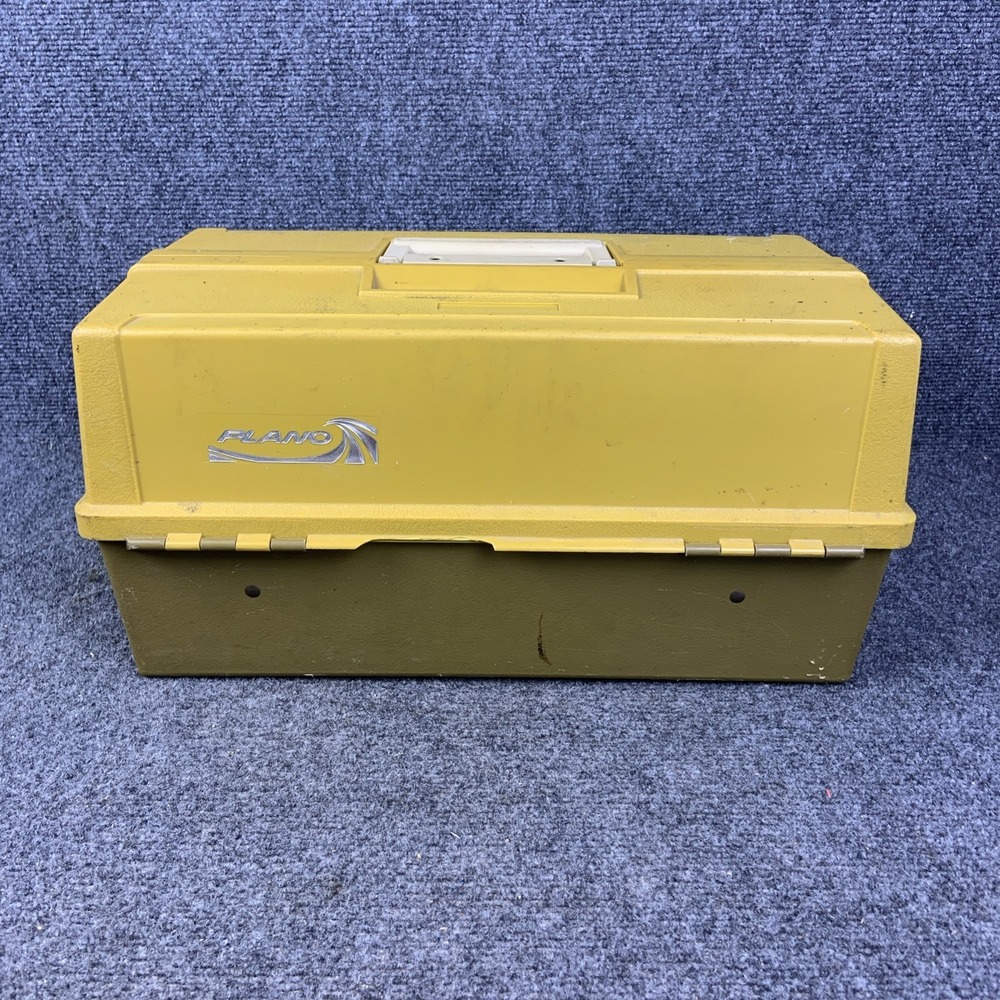 Vtg Plano Lil Hip Six 8106 Harvest Gold Fishing Tool Box Case Chest Tackle Box